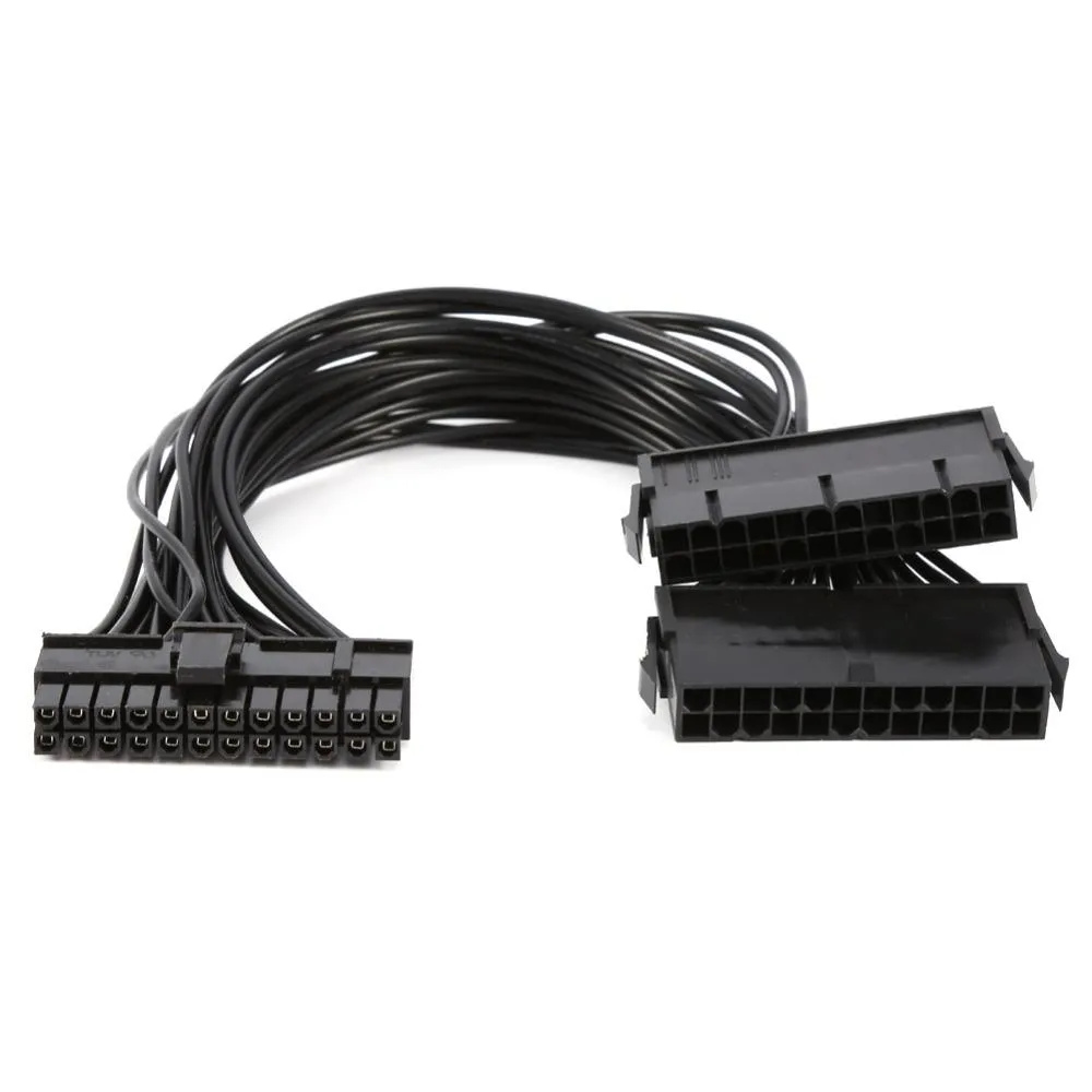 Freeshipping 10Pcs ATX Power Supply 30cm Adaptor Cable Connector for Mining 24Pin 20+4pin Dual PSU Support Wholesale