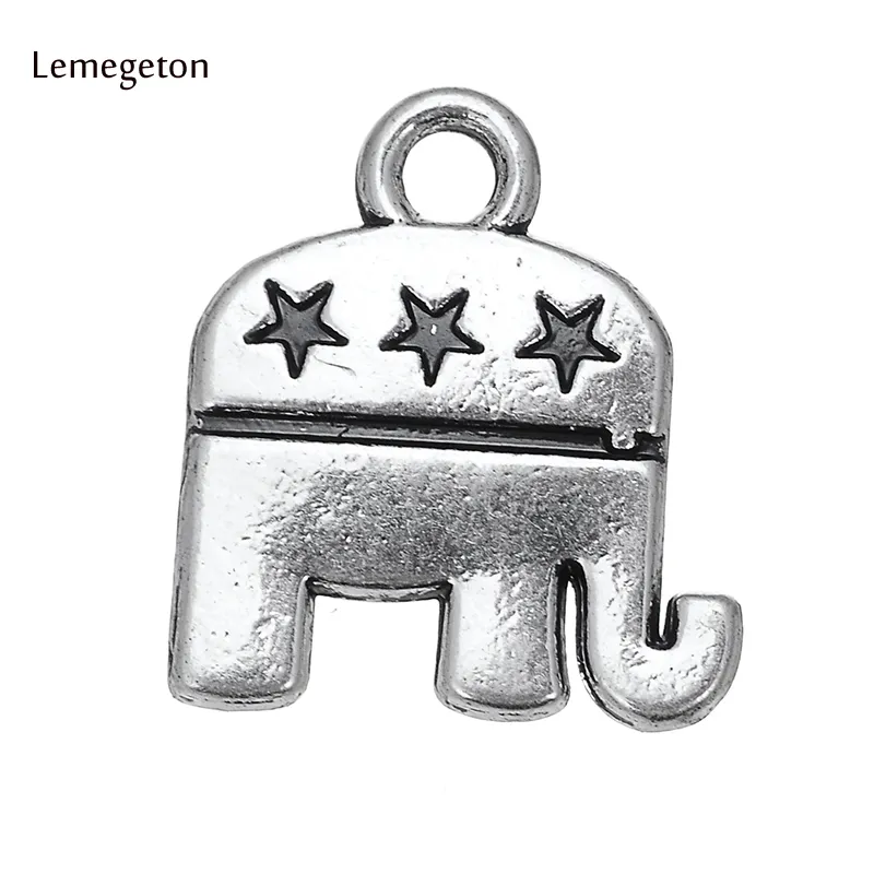 Lemegeton 15 unids encantos de metal para la joyería que hace el elefante del partido republicano americano encanto de la pulsera diy encanto de la pulsera