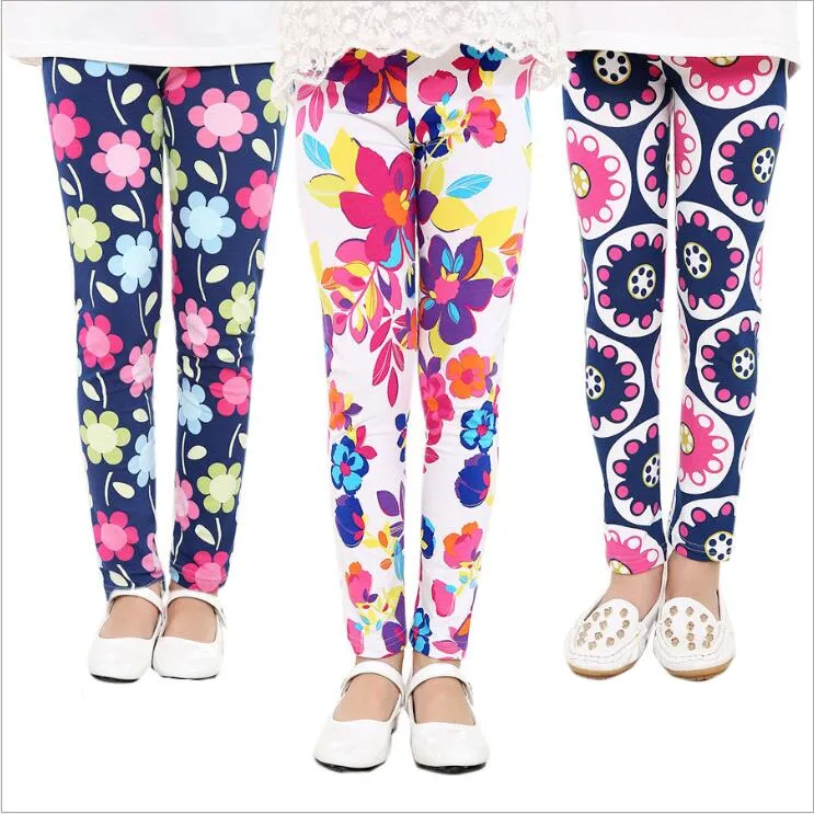 Floral Butterfly Geometric Baby Girls Fleece Lined Leggings 19