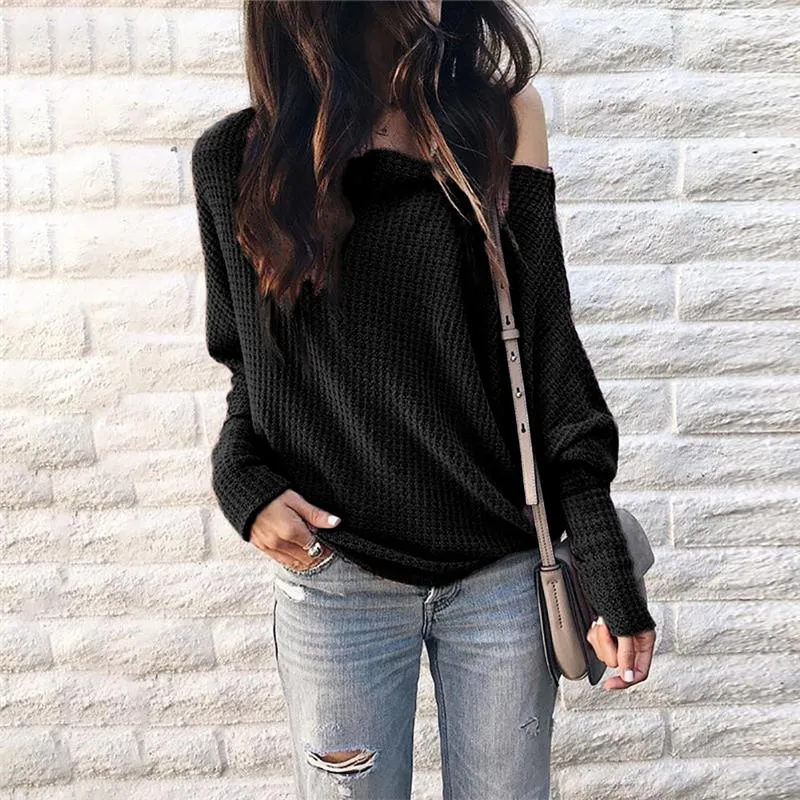Long Lantern Sleeve Off Shoulder T Shirts Solid Color Loose Tops Tees Autumn Hoodie for Women Clothes