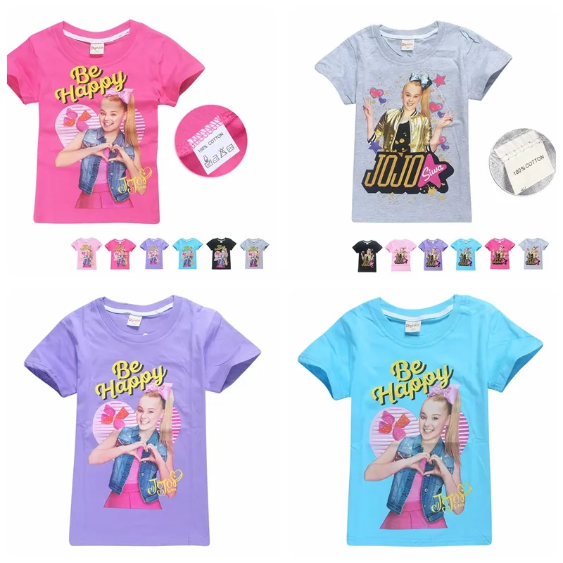 JOJO Siwa Cotton Print T Shirts for Girls Summer Short Sleeve T shirt Kids Girl Tees Teens Tops Children Clothes kids clothing KKA6977
