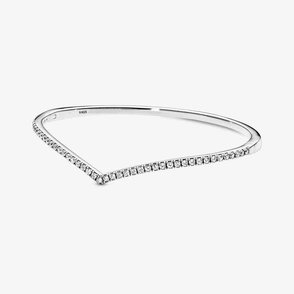 Nuovo arrivo alto smalto 100% Argento 925 Sparkling Wishbone braccialetto creazione di gioielli di moda per i regali delle donne di trasporto