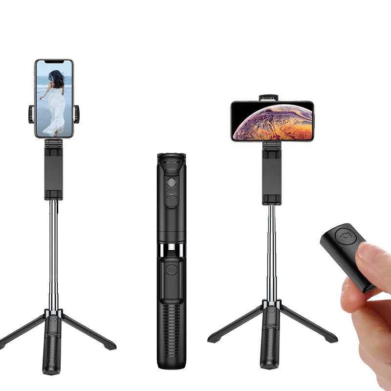 Treppiede per telefono cellulare selfie stick Bluetooth integrato ripresa verticale asta per fotocamera nascosta staffa universale multifunzione per trasmissione dal vivo