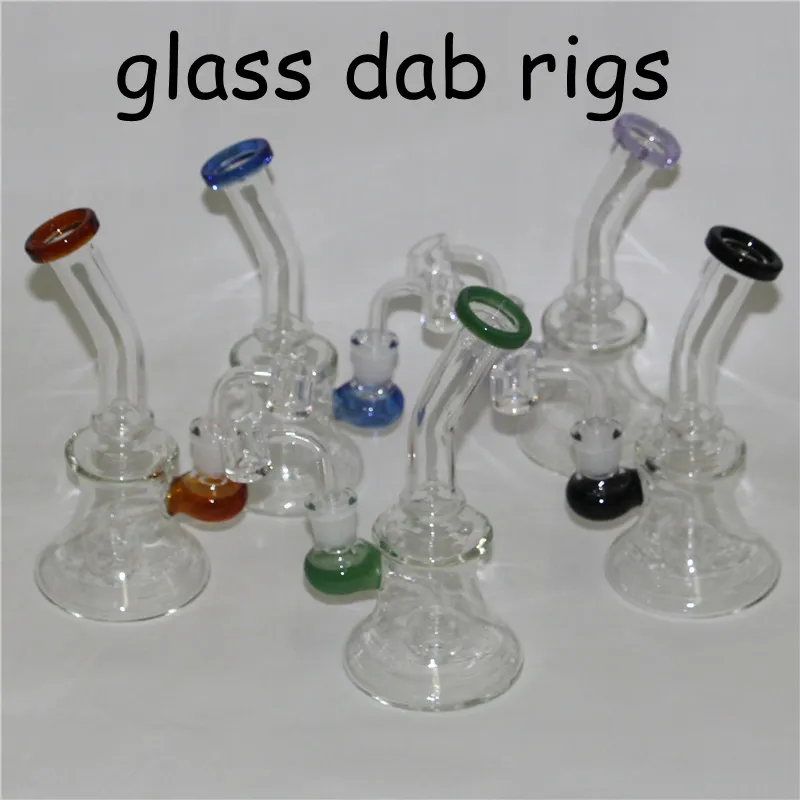 Vaso de vidrio Bong Tuberías de agua Quemador de aceite de Pyrex Colores Reciclador Vaso de vidrio Bongs DAB Rig para fumar