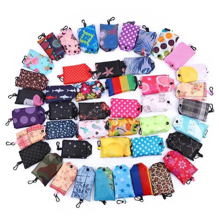 Polyester herbruikbare boodschappentassen opvouwbare opbergtas Eco-vriendelijke opvouwbare winkelen draagtassen pouch dames handtas geschenk tassen