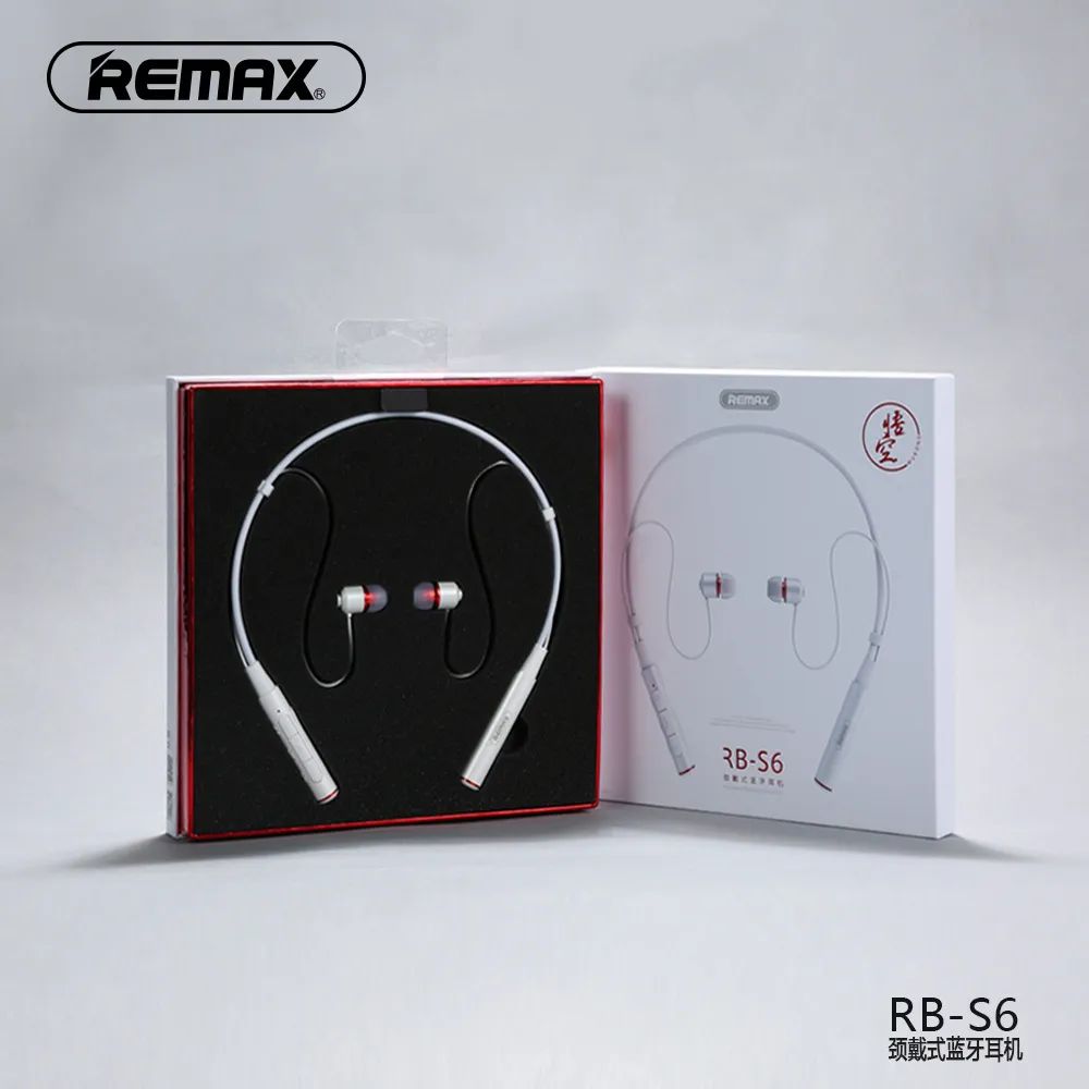Remax RB-S6 Bluetooth V4.1 Kulaklık Boyun Bandı Kablosuz Spor Kulağı Stereo Müzik İPhone Samsung Huawei Orijinal