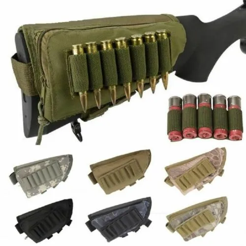 Rifle Shotgun Tactical Buttstock Cheek Rest Shooting Pad Ammo Case
