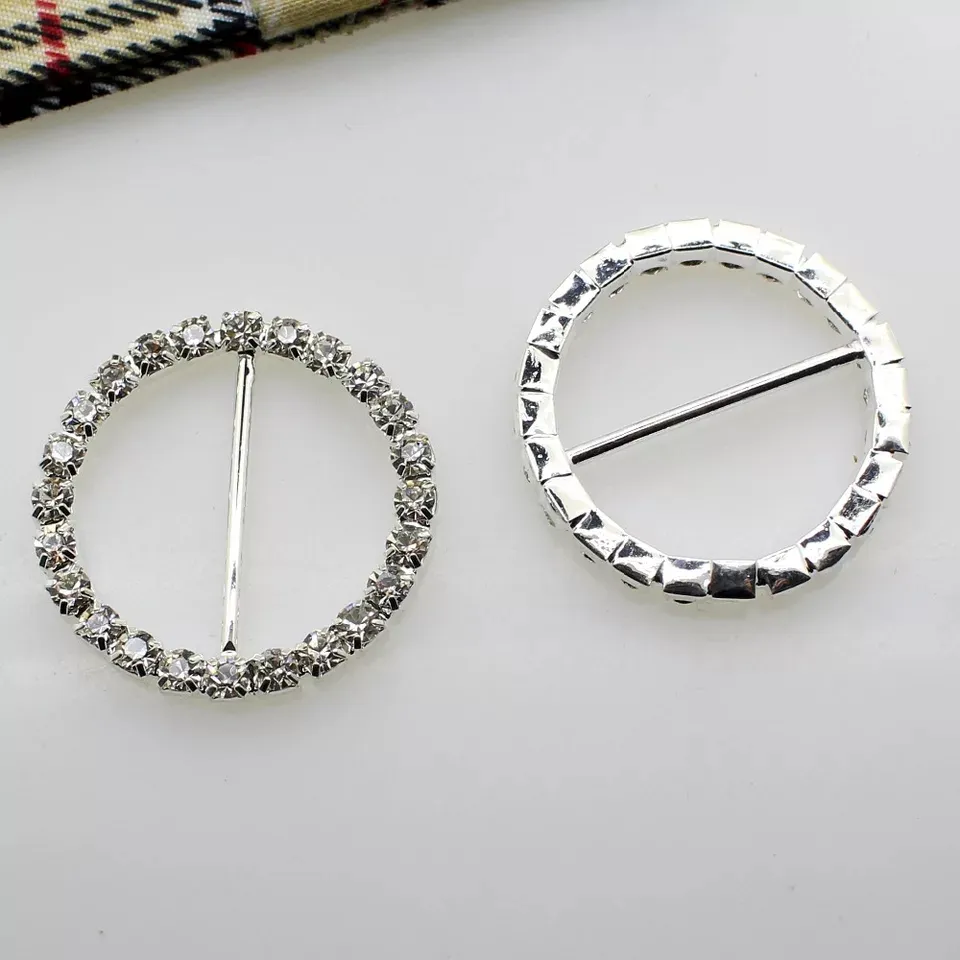 100pcs DIA 25mm 20mm Bar Clear Round Rhinestone Buckles For Wedding Invitation Diamante Ribbon Sliders
