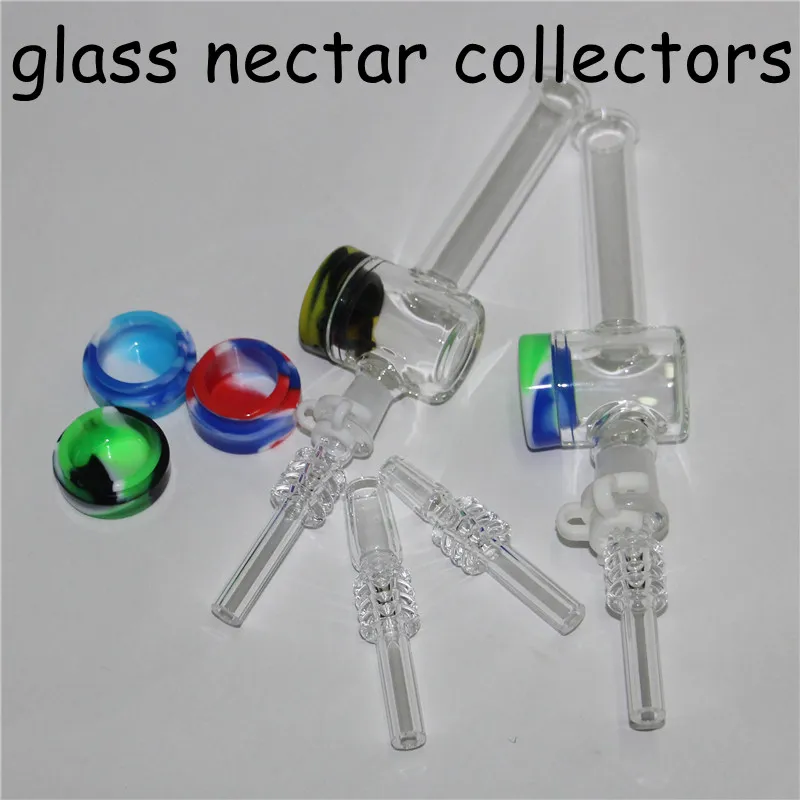 7.5 Inch 10mm 14mm Glass Nectar Pipes Hookahs with Quartz Tips Keck Clip 5ml Silicone Container Reclaimer Nectar Kit for Smoking