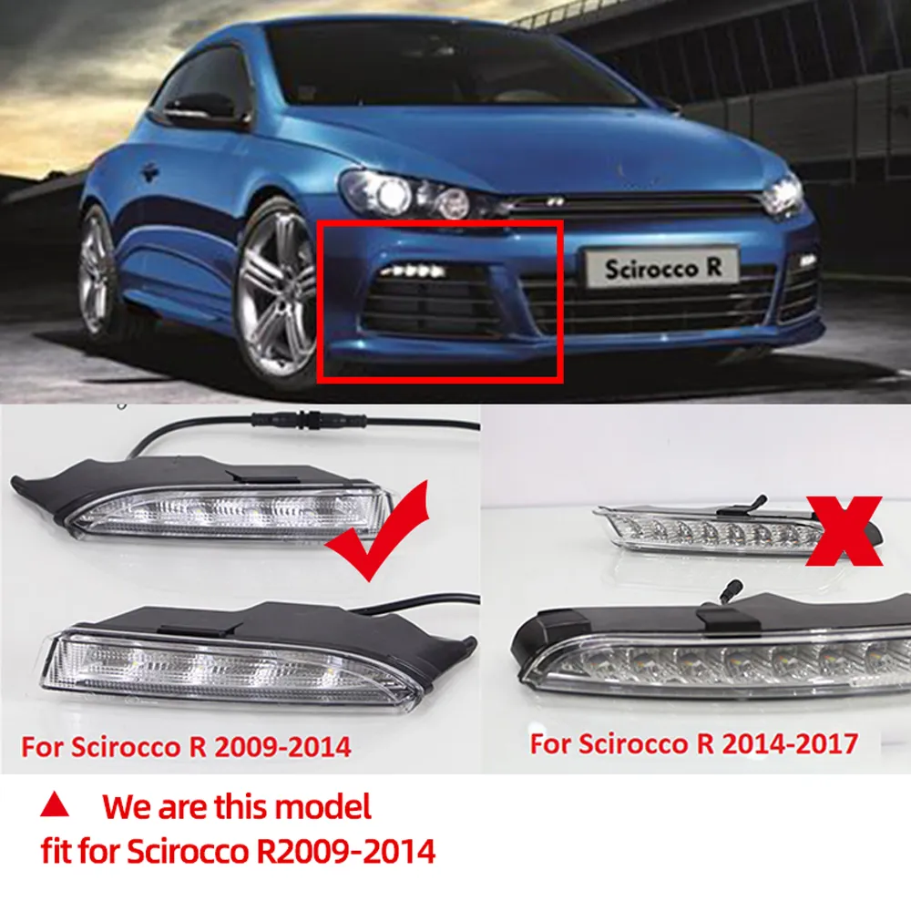2Pcs DRL Daytime Running Lights For Volkswagen Scirocco R 2010 2014 Left Right White DRL Yellow Turn Signal Light