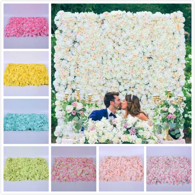 60 * 40 cm mur de fleurs en soie artificielle fleur séchée mur toile de fond décoration de fête de mariage fleur hôtel fond mur décor route led