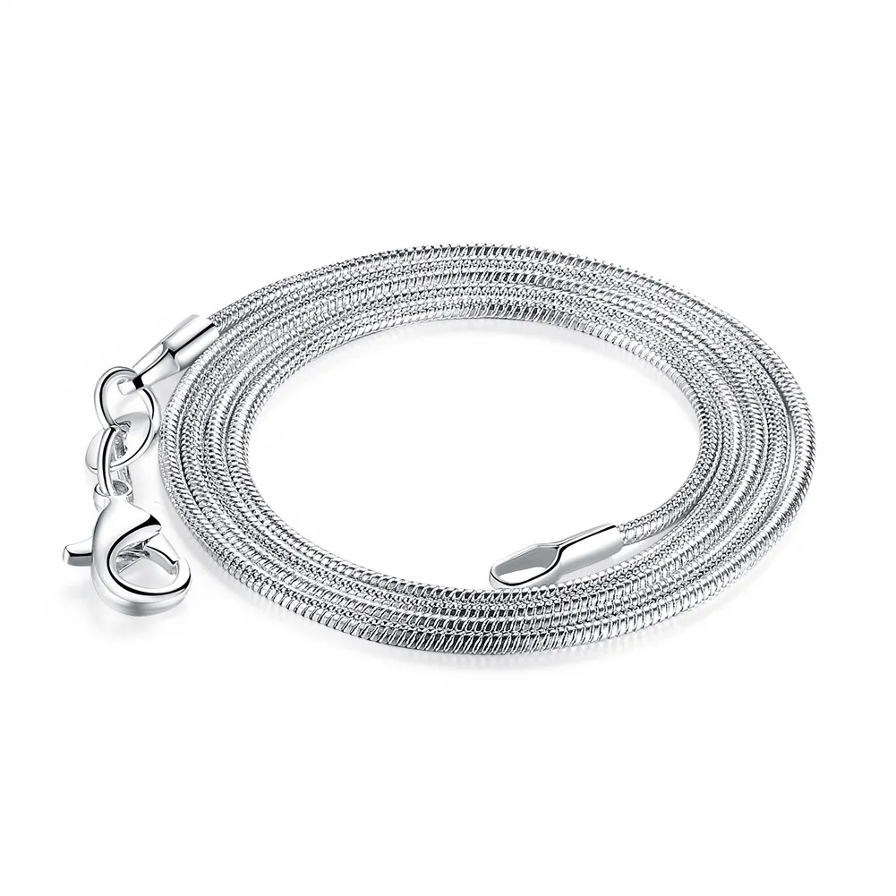 925 Sterling Silver Snake Chain Necklaces for Women Pendant Necklace Jewelry Accesories Making Lobster Clasp Size 1.2mm Lenght 10" - 30"