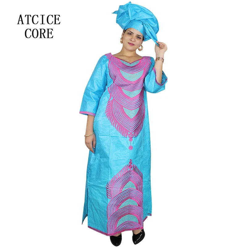 Etniska kläder Afrikanska klänningar för kvinna Bazin Riche Broderidesign Lång klänning A160284k