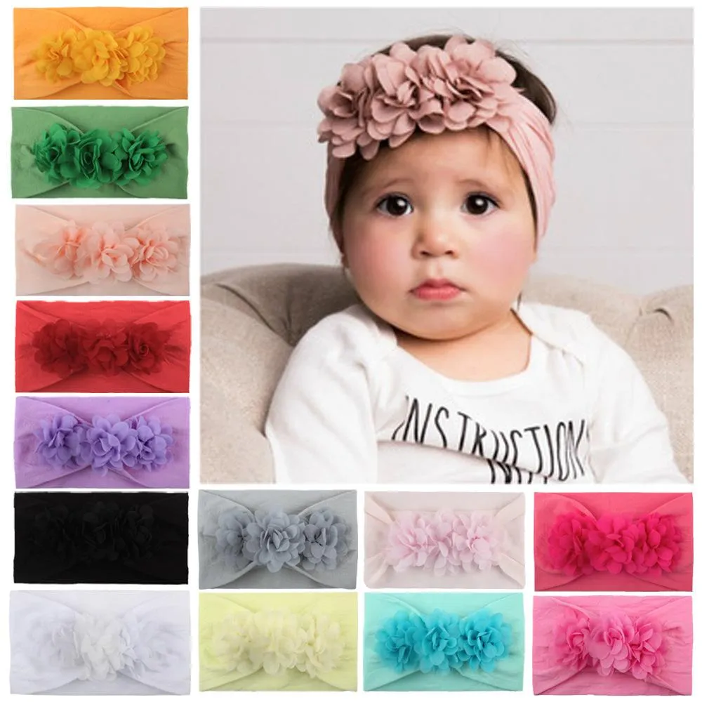 Lace Flower Hair Bow Band Accessoarer Baby Girl Kids Toddler Headband Solid Headwear Hairband Foto Props Gifts TS105