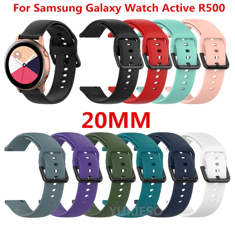 New 20mm Wristband Silicone Strap for Samsung Galaxy Watch Active SM-R500 Huami amazfit Gear Sport Ticwatch 2 Replacement Watch Bands