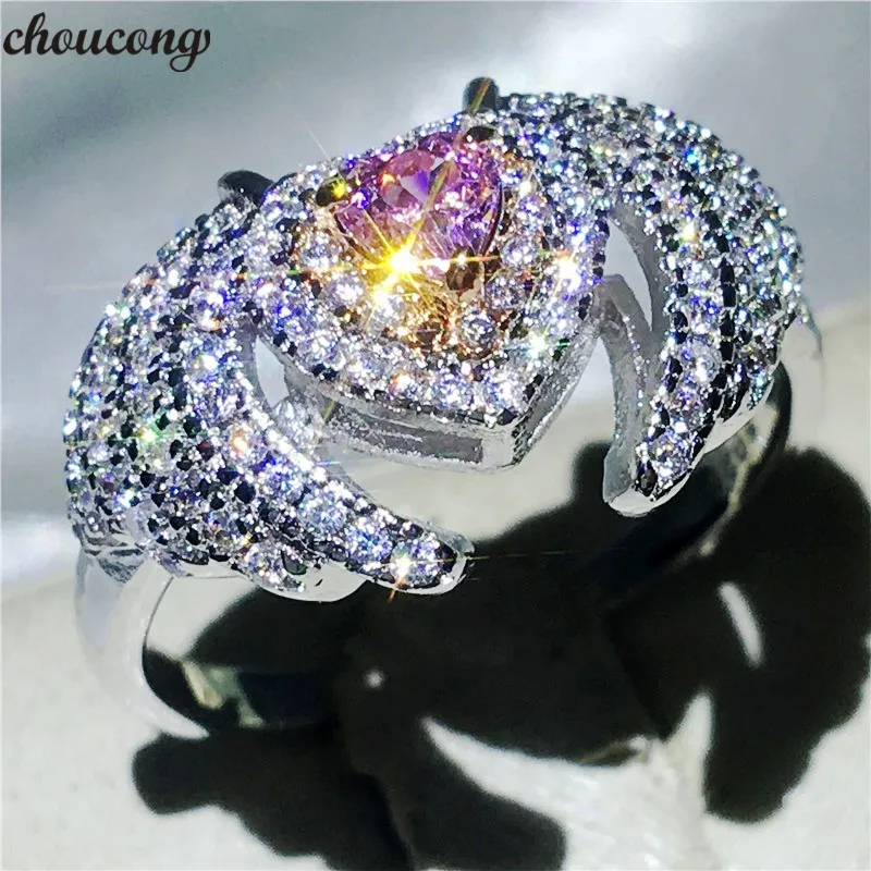 Sparkling Angel Wings Ring: 925 Sterling Silver CZ Wedding Bands