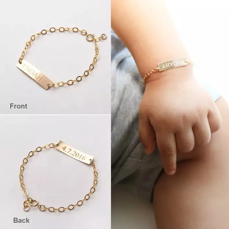 Customizable Rose Gold Child Name 14k Bracelet With Stainless Steel Chain Perfect Birthday Gift For Babies From Buyer2016 18.6 DHgate.Com
