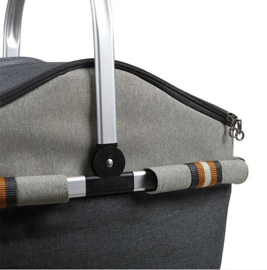 Large Aluminum Frame Fabric Picnic Basket With Hoping Collapsible