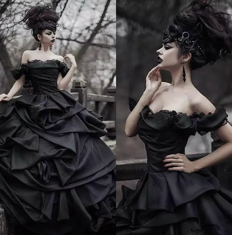 gothic black wedding dresses