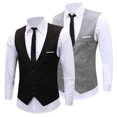 Men's Classic Formal Business Slim Fit Chain Dress Vest Suit Tuxedo Waistcoat 08WG High Quality New Cool