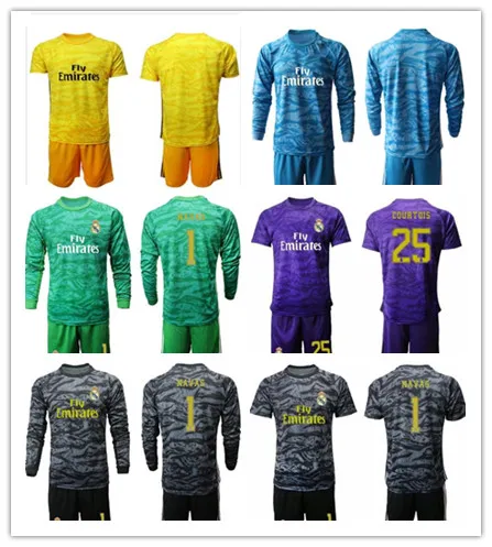 2020 New Langarm Realmadrid Fußball Set Goalkeepe Kit Keylor Nava Courtois Torwart Madrid Jersey Bale Hemd voller Uniform Männer