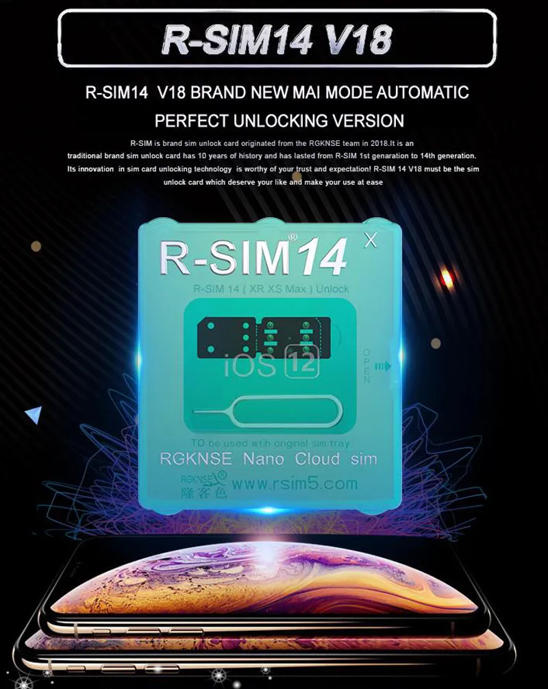 RSIM 14 V18 Versão R Sim14 RSIM14 R SIM 14 RSIM 14 Desbloquear o iPhone XS MAX IOS12.X ICCID Desbloqueio Sim Unlock Cartão RSIM14 MQ50