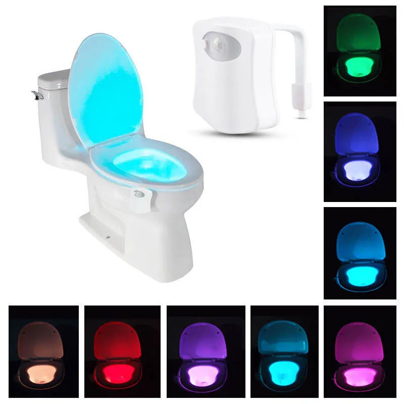 스마트 pir 모션 센서 변기 밤 빛 8 색 방수 백라이트 화장실 그릇 Luminaria 램프 WC 화장실 LIGH