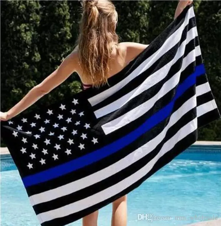 Blå linje USA polis flaggor 3x5 fot tunn blå linje svart vit blå amerikansk polis flagga hem dekoration flagga banner med mässing grommets