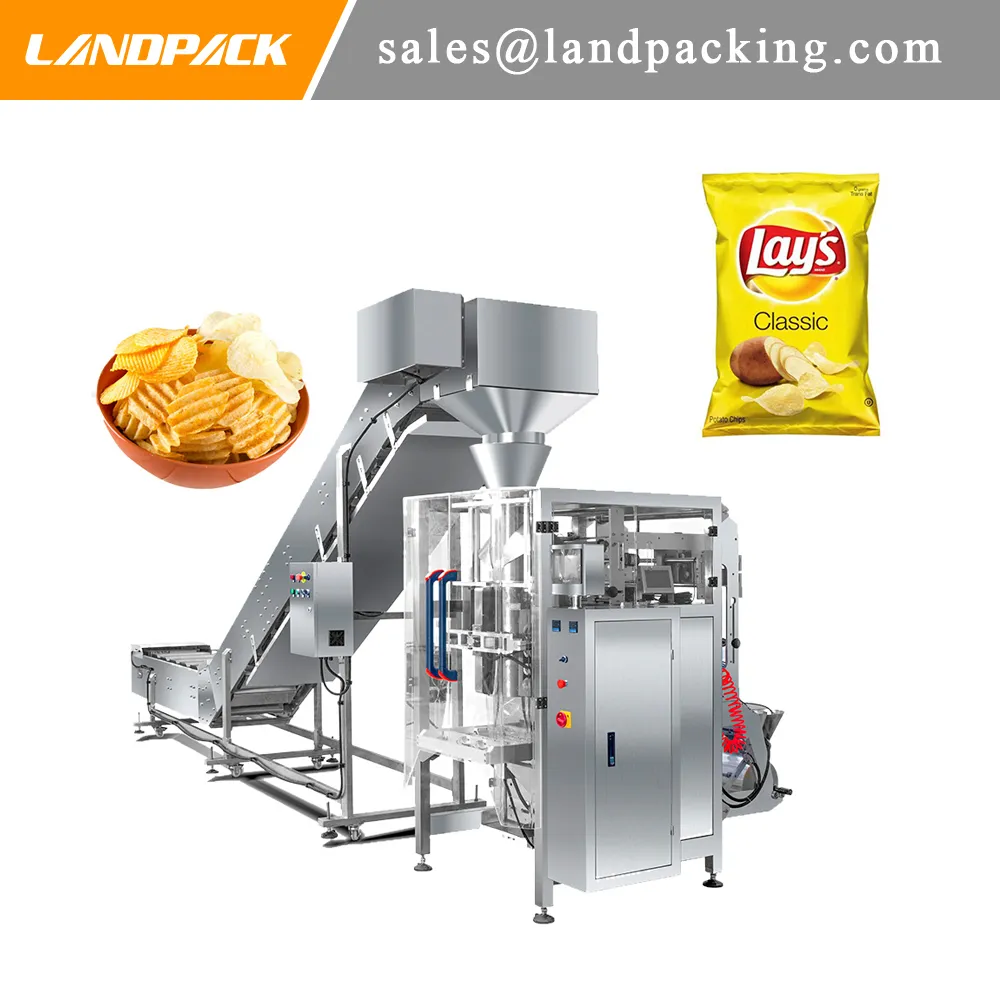 Patates Cipsi Yapıştırma Makinesi Torbalı Şişirilmiş Gıda Dikey Paketleme Makinesi Uygun ve Pratik