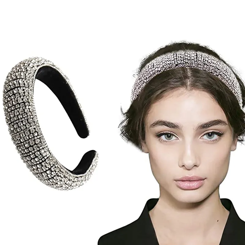 Strass cristal de diamant Bandeaux pour les femmes Lady Shiny Bandeaux main large Hoop perles bling cheveux Mode Bijoux 4 Styles L290FA