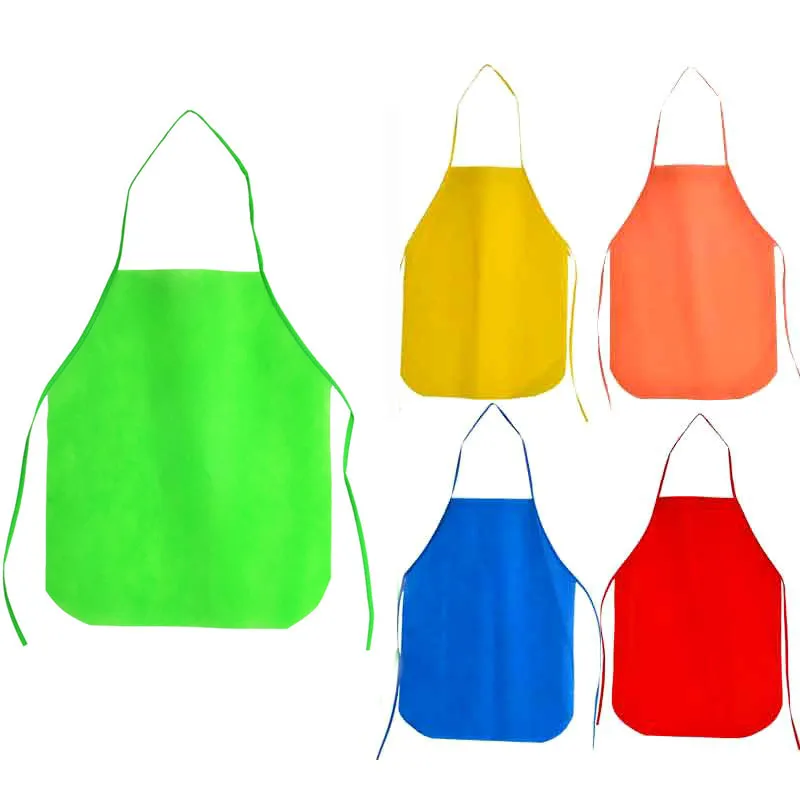 Non Woven Fabric Apron Kitchen Children Kids Disposable Aprons Cooking