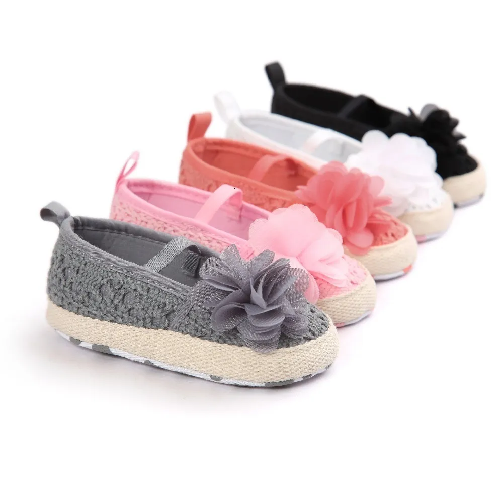 Partihandel Chopening Baptism Nyfödd Baby Girl Headband Set Soft Soled Leather Toddler Skor Branded First Walker Booties