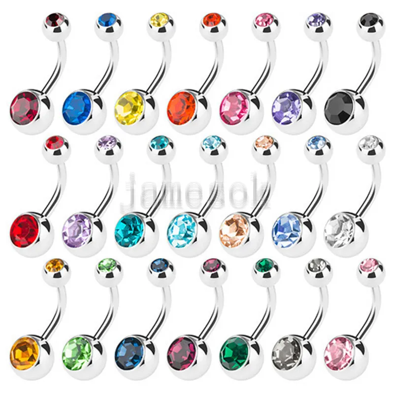 New Stainless Steel belly button rings Navel Rings Crystal Rhinestone Body Piercing bars Jewlery for womens bikini fashion Jewelry dc712