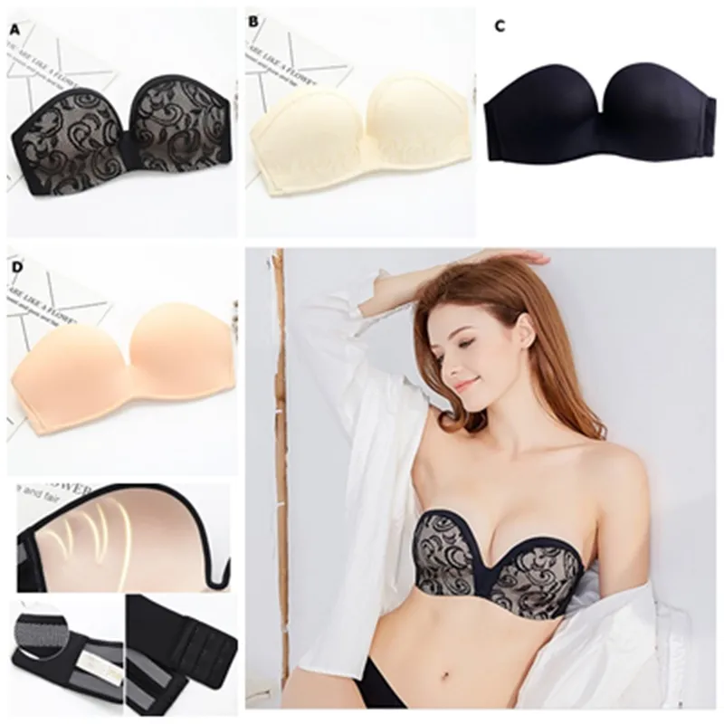 Hot Lace Strapless Invisible Bra Push Up Bra Non Slip Brassiere 1/2 Cup  Sexy Bras Seamless Underwear Wedding Dress Bras From 5,97 €