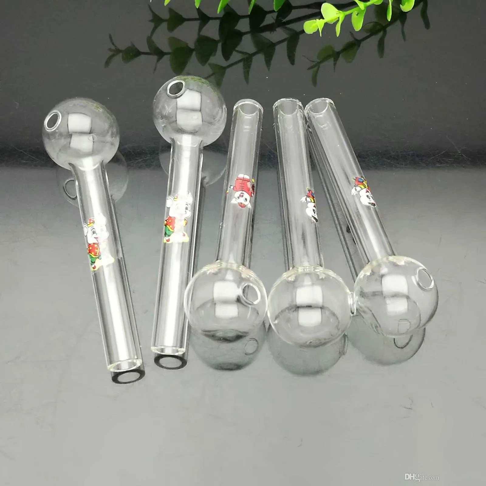 Färgtecknadslogotyp Mini-Glass Direct-Fire Pot Glas Bongs Oljebrännare Rör Vattenrör Riggar Rökning