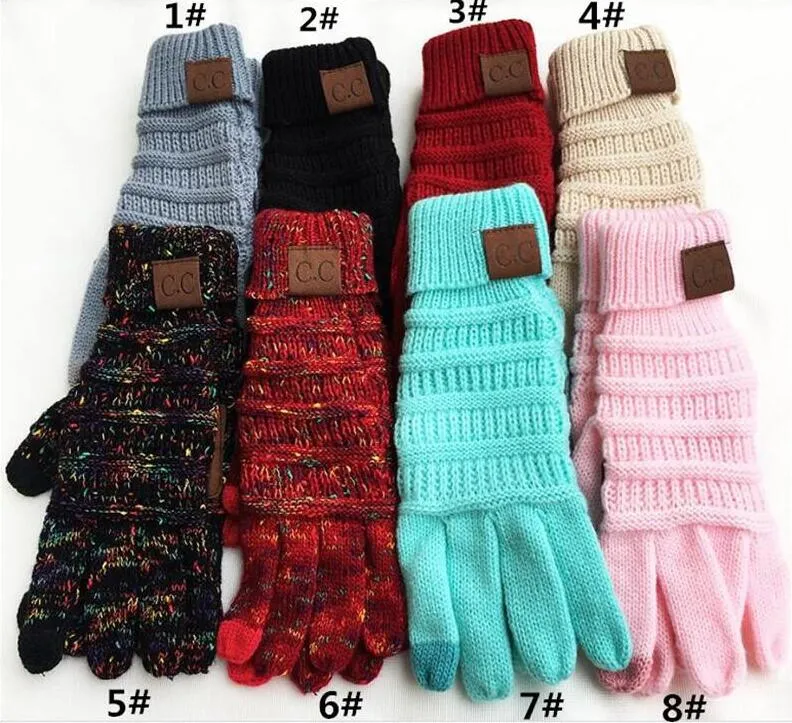 CC Knitting Touch Screen Rękawice pojemnościowe rękawiczki CC Kobiety zimowe wełniane rękawiczki Antiskid Telefingers Glove Prezenty świąteczne