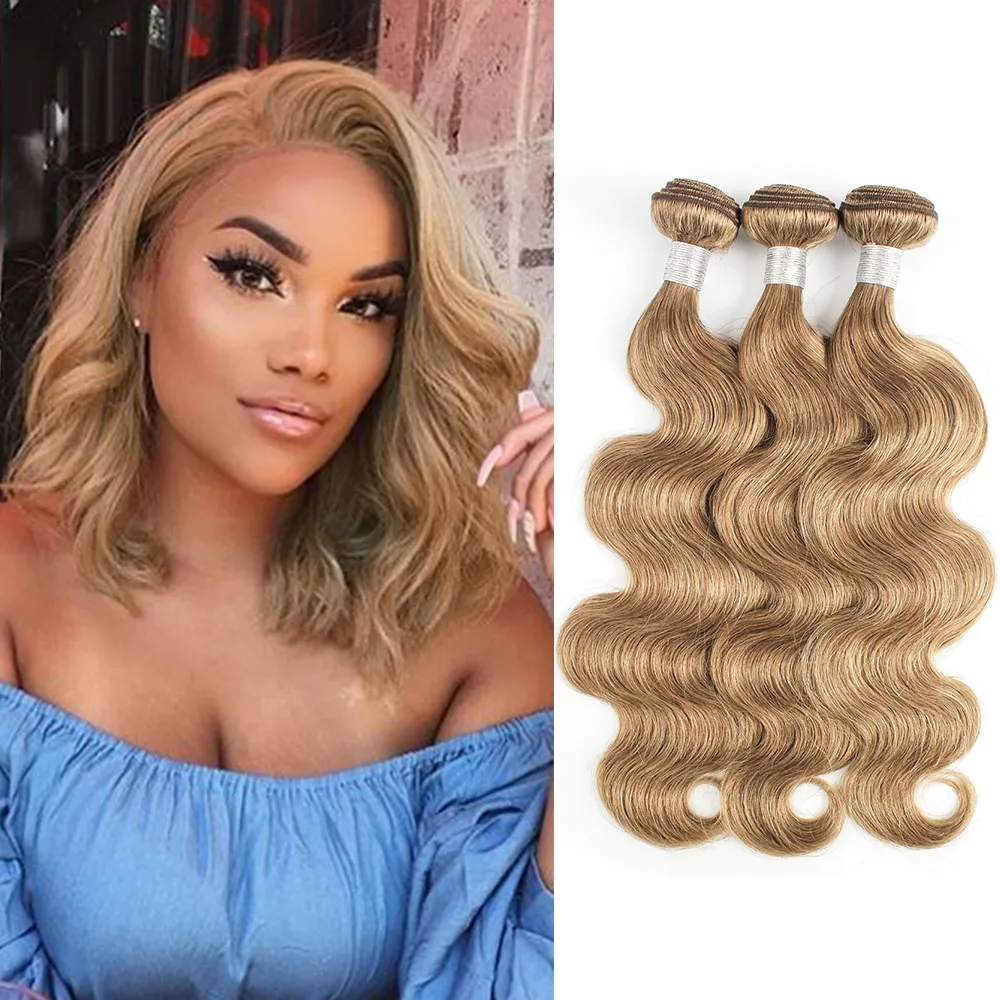 #8 Ash Blonde Body Wave Hair Weave Bundles 3/4 Pieces 16-24 inch Indian Peruvian Remy Human Hair Extensions