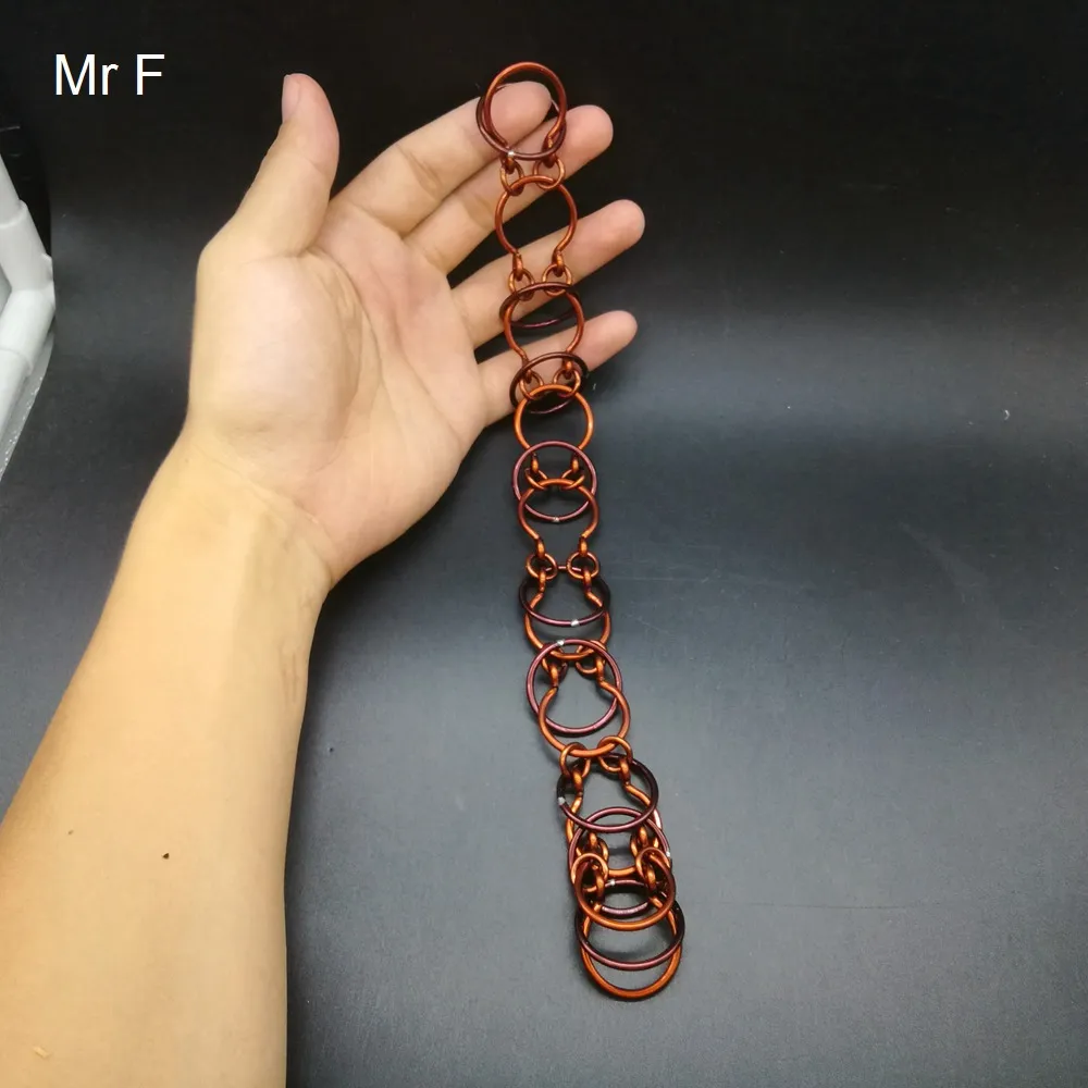 Kid Gift 9 Times Rings Horseshoe Shape Hand Made Wire Puzzle Red Copper