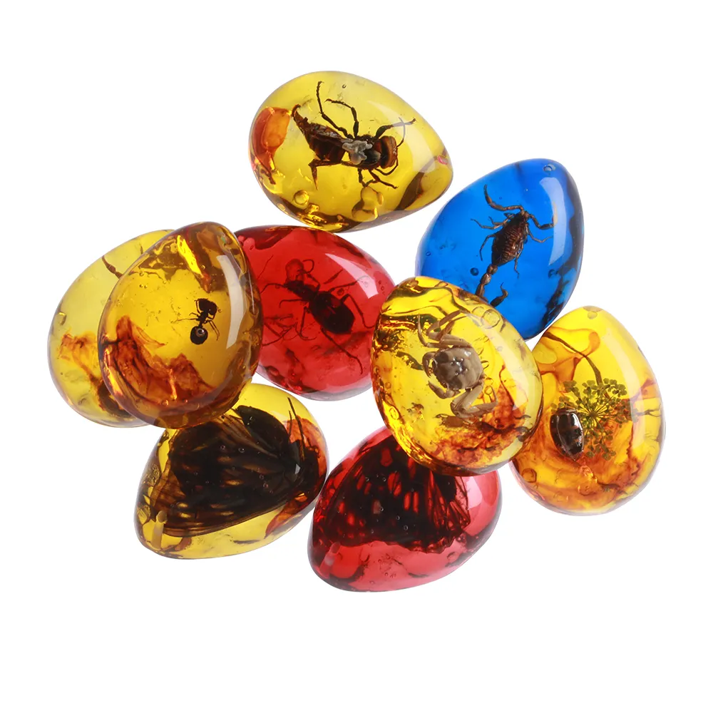Natural Amber Stone Insect Ornament Scorpions, Butterflies, Bees, And Crab  DIY Crafts Amber Pendant Necklace Gift From Wwdh1234, $6.22