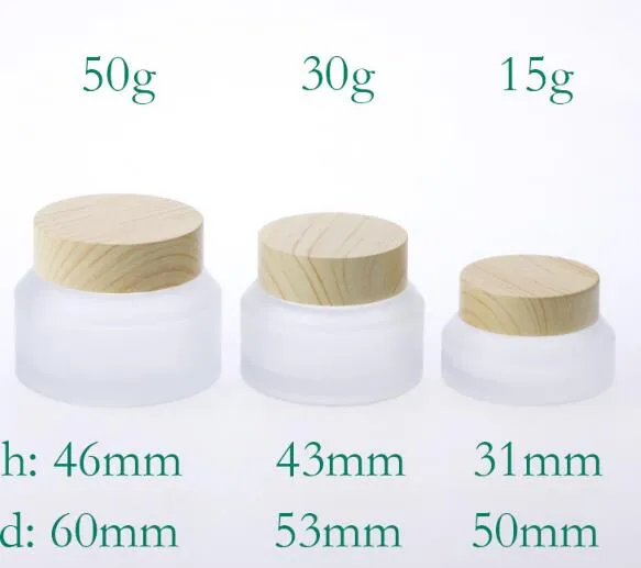 Travel Cosmetic Jars Set: Wood Grain Glass Cream Containers 15g 30g 50g ...