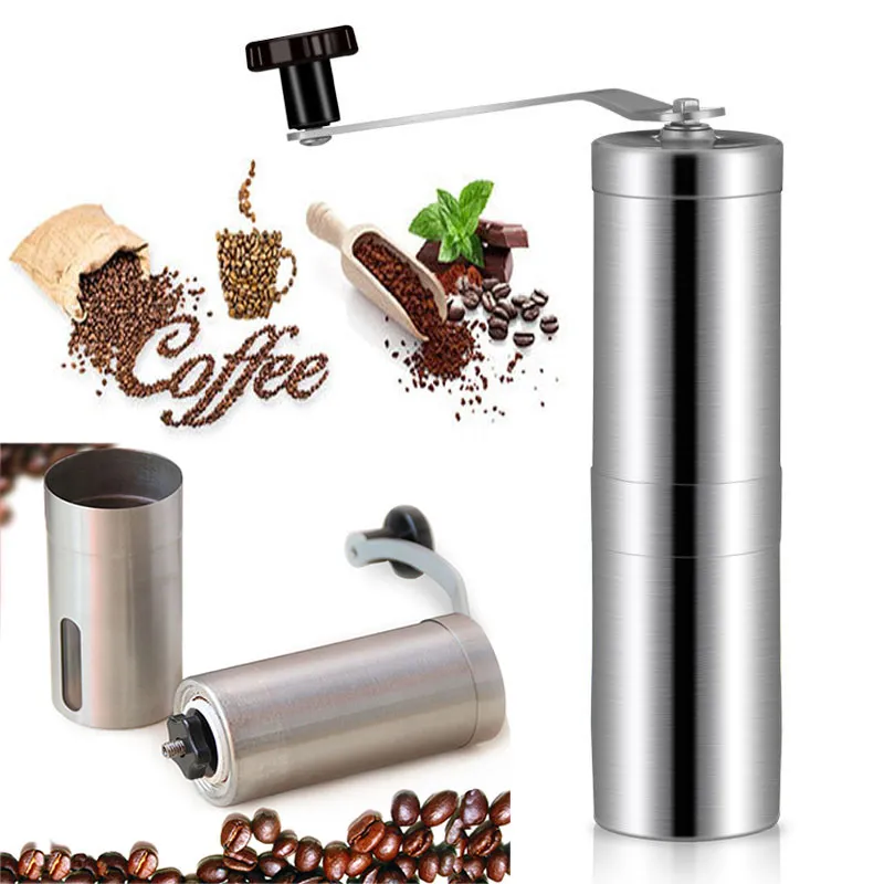 Manual Coffee Grinder Bean Conical Burr Mill For French PressPortable Stainless Steel Pepper Mills Kitchen Tools DHL WX9-1464
