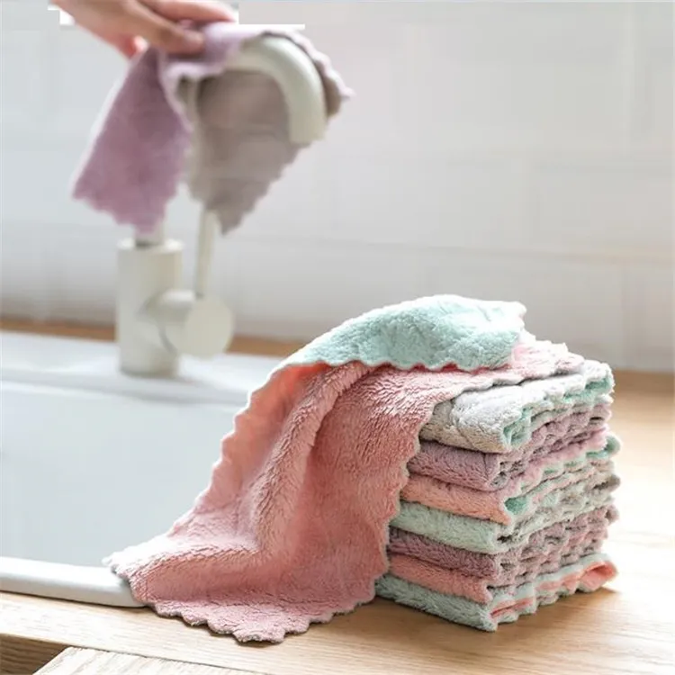 Piatto panno di lavaggio rimozione olio di assorbimento di acqua Dishcloth Cucina tovagliolo di pulizia delle famiglie a doppia faccia canovaccio T9I00345