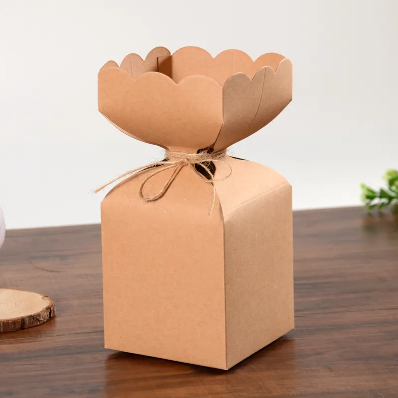 DIY Kraftpapier Kerstappelpakket Boxen Verjaardagsfeestje Candy Box Bruiloft Huwelijk Gunst Dozen
