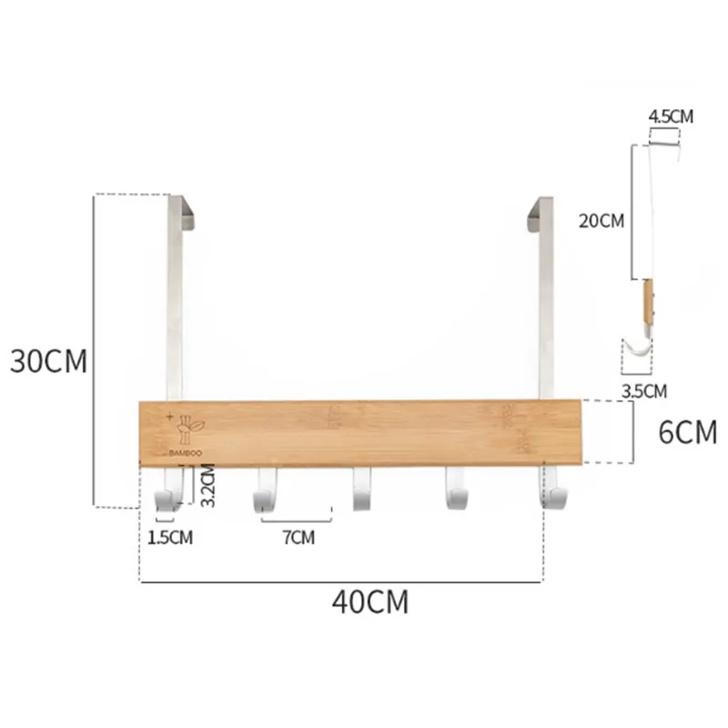 Au-dessus de la porte crochets support suspendu multifonction en bois cintre porte crochet support tenture murale pour tissu pantalon chapeau serviette poinçon F243m