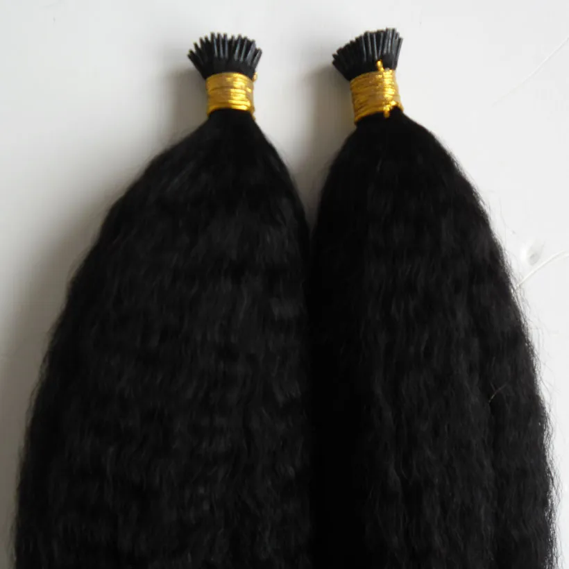 Brasiliansk Kinky Straight Hair I Tips Hårtillägg 200g 1g / Strand 2 Bundlar Grov Yaki Pre Bonded Non Remy 100% Mänskligt Hår