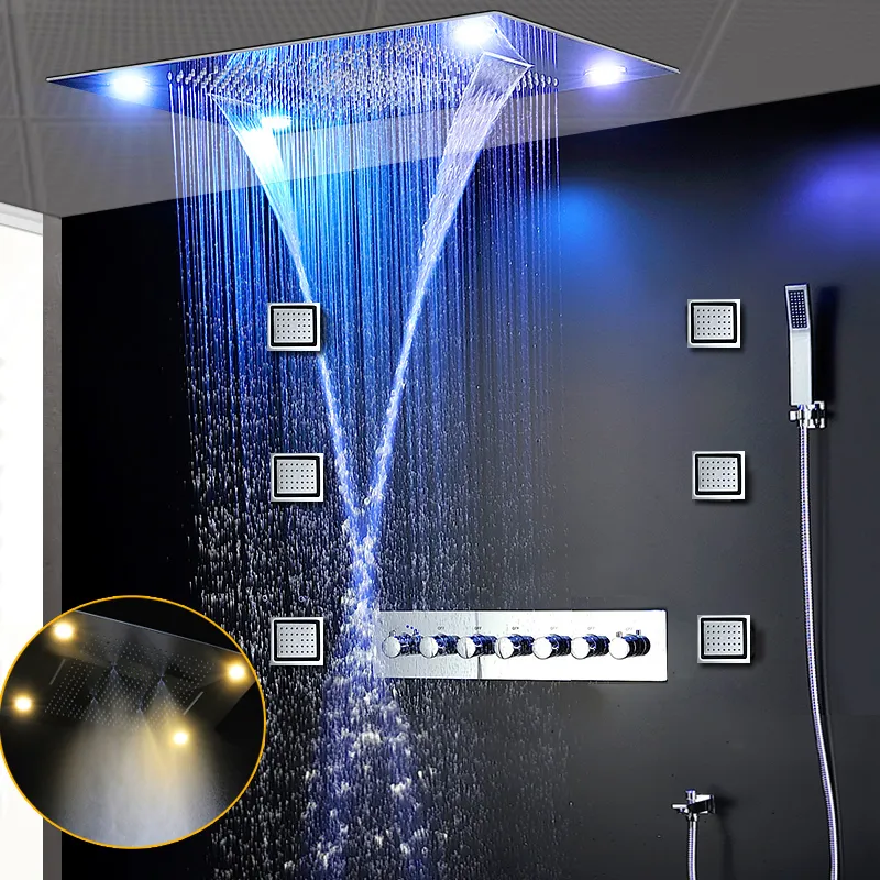 Sistema de ducha con agua caliente y fría montado en la pared, juego  combinado de ducha oculta multifunción de una sola manija con cabezal de  ducha