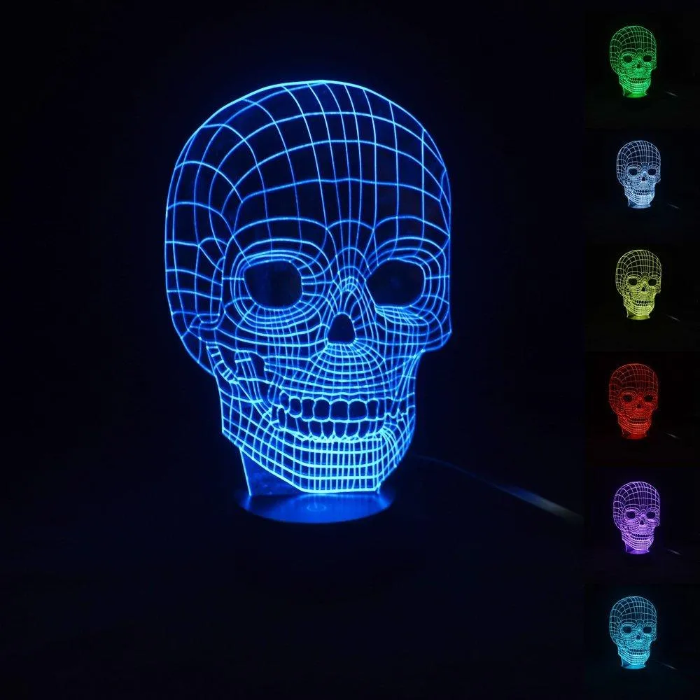 Totenkopf 3D LED Lampe mit Farbwechsel - Nachtlicht - Tischlampe