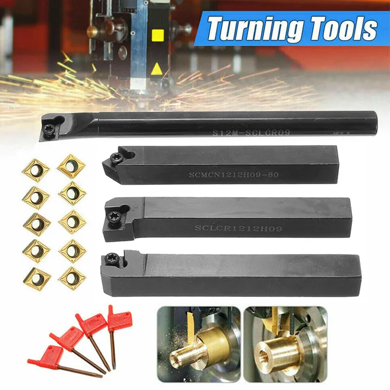 Premium CNC Turning Tool Set: 12mm Bar Holder with Carbide Inserts ...