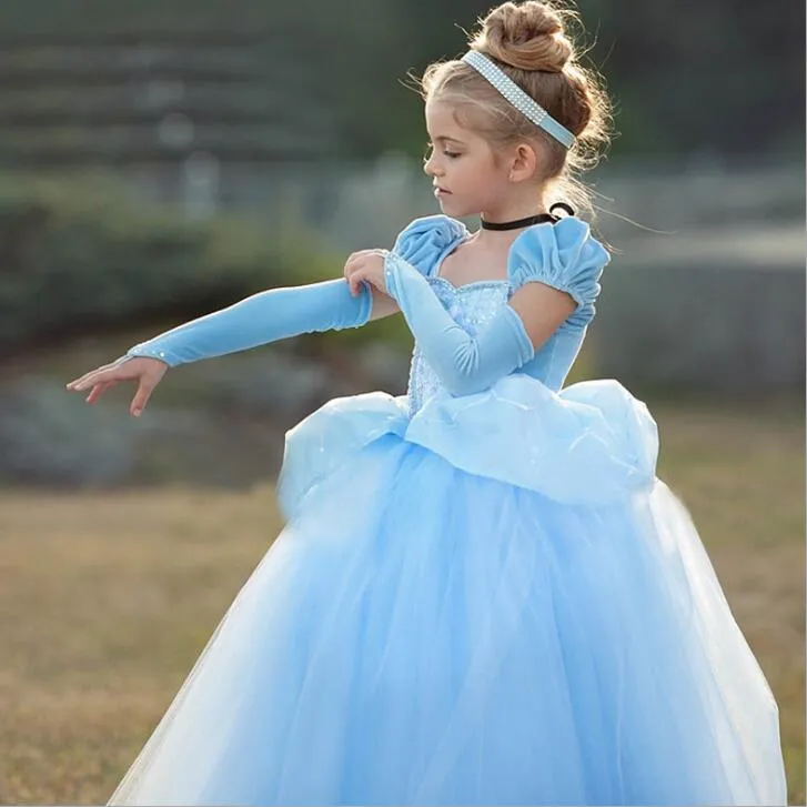 Cinderela Vestidos Da Menina Dos Miúdos Roupas Em Camadas Puff Manga Puffy  Malha Flower Girl Vestidos De Casamento Festa De Natal Vestidos De Noite De  $119,15