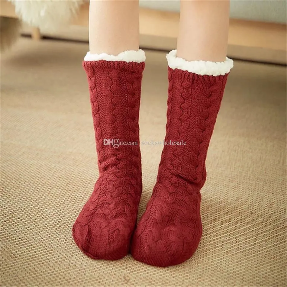 Vloer Sokken Home Slipper Dames Winter Warm Fuzzy Anti-Slip Lined Indoor Floor Slipper Sokken voor Kerstmis Gratis verzending